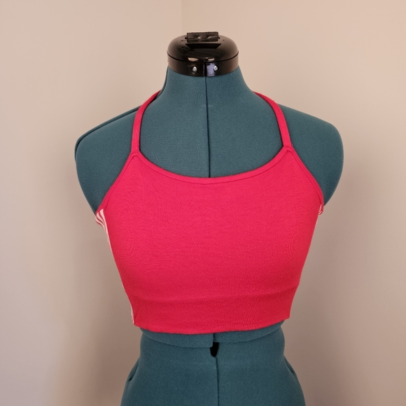 Custom handmade red stretch knit with side ribbon cropped top size S US - Picture 3 of 4
